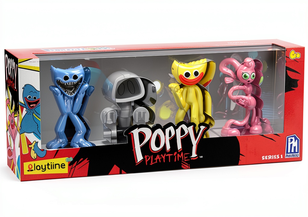 Poppy Playtime minifigure set displayed on a shelf