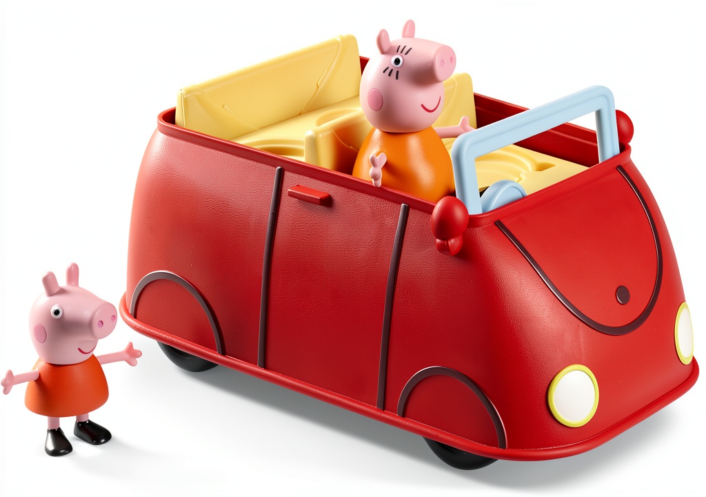 Installing Peppa Pig Family Red Car Toy for Kids 3+ on a wooden floor