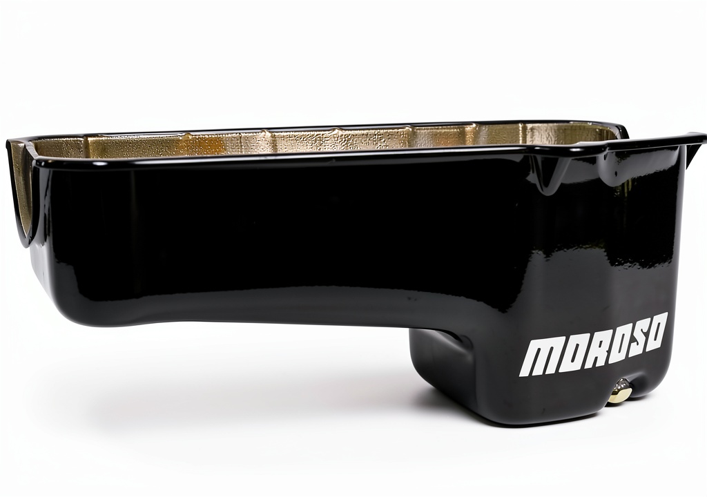Installing Moroso 30 40 SAE Oil Pan SBC 8.25IN Car Universal Fit on a wooden bench