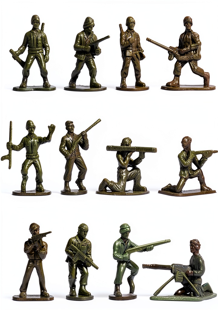 Kids playing with Haptime Army Men Toy Figures on a carpet