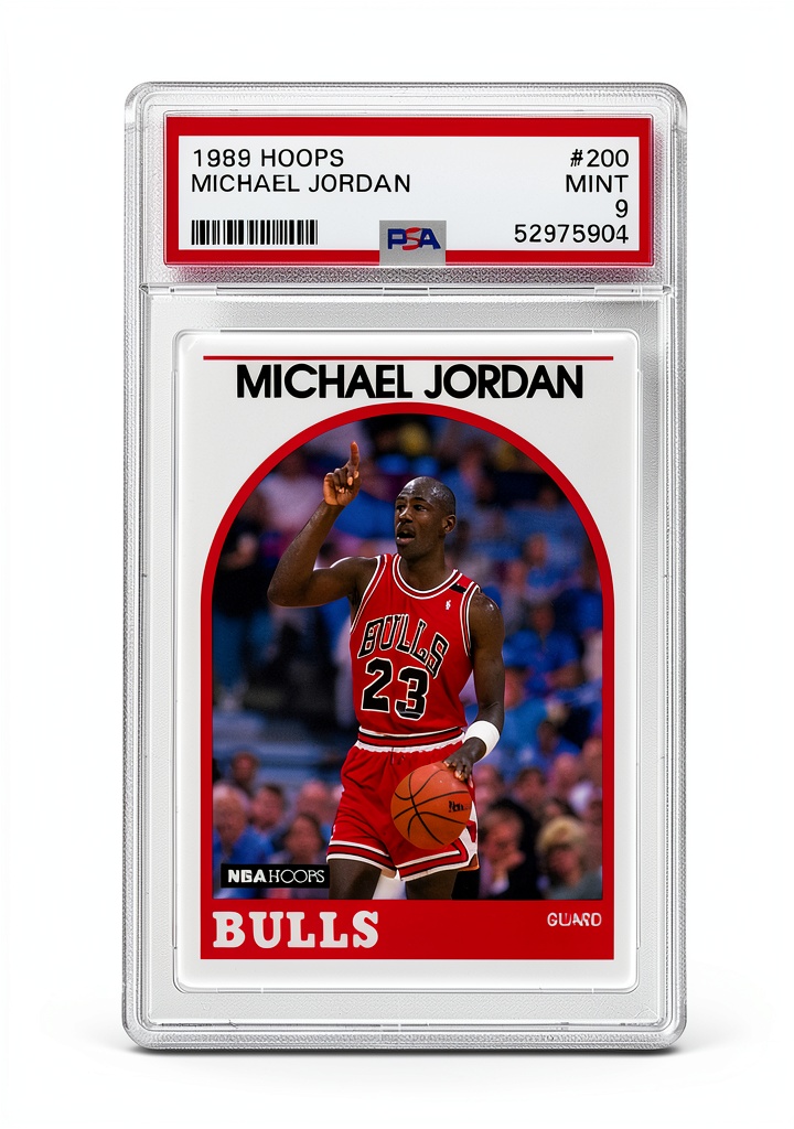 Hoops graded trading card displayed in a collector's showcase